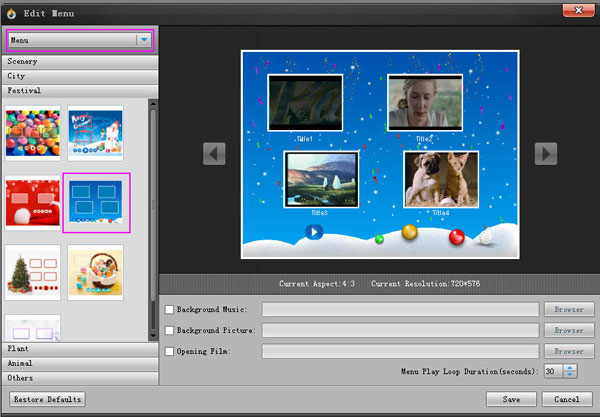 dvd creator menu